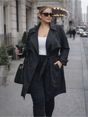 Black Belted Trench Coat 18/20 | Lightweight Minimalist Chic